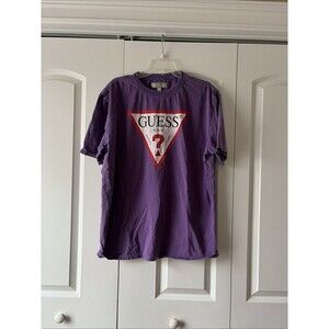 VTG GUESS JEANS T-SHIRT Men Sz Medium Purple Screen Print Logo